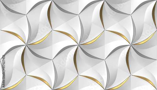 Abstract gray and gold flower-like hexagonal pattern photo