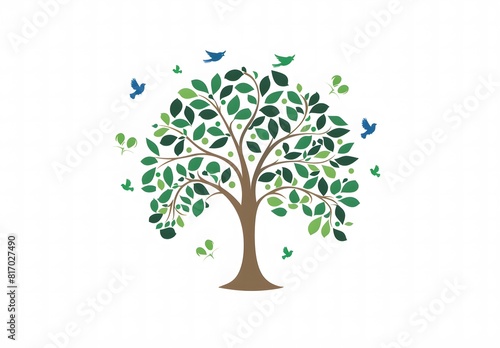 logo of the Earth as a tree with leaves and birds flying  World Environment Day