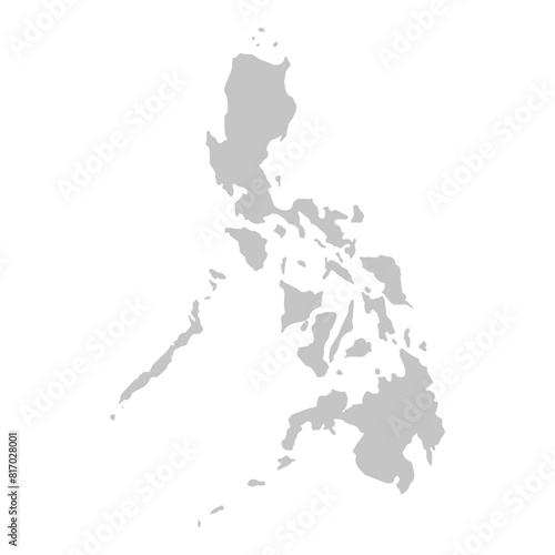 Detailed grey outline of Philippines in vector format