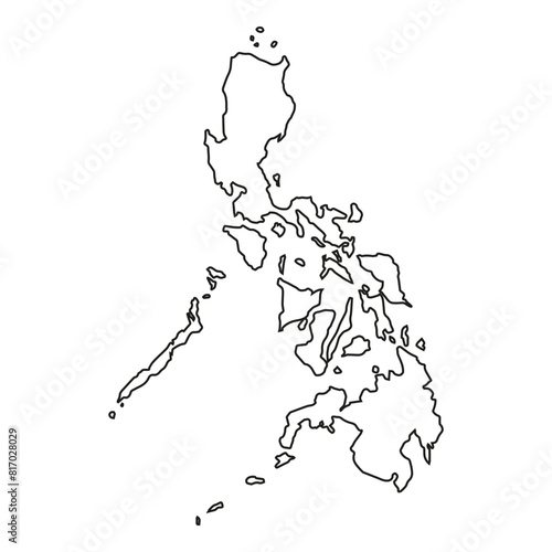 Outline solid map of Philippines in vector format