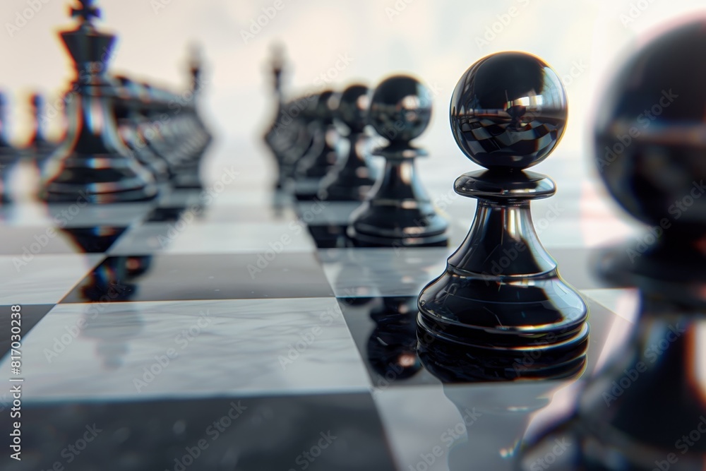 A close up of a chess board with black and white pieces A close up of a chess board with black and white pieces