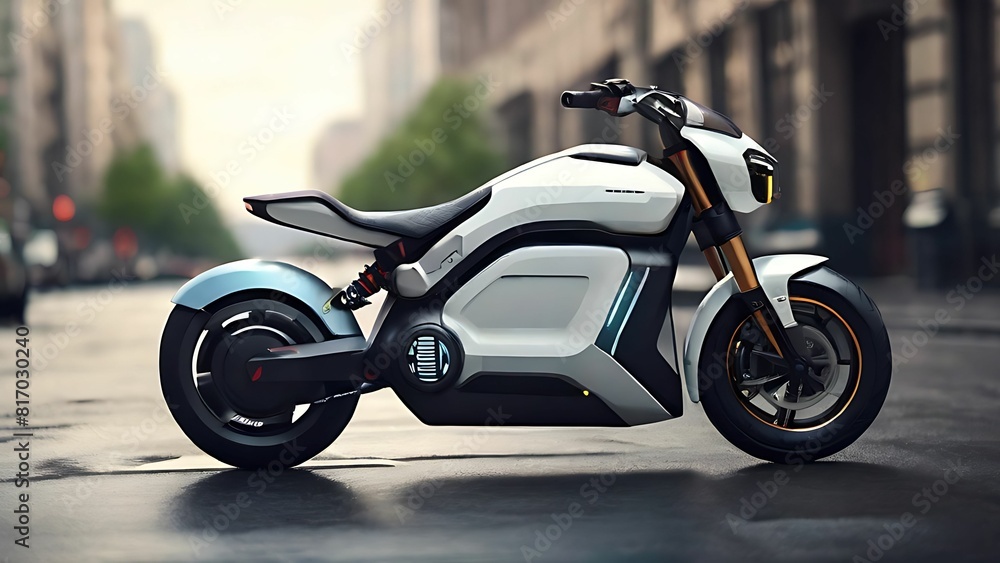 Electric motorcycle on the street Electric motorcycle on the street