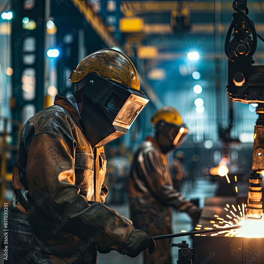 Industrial Worker Welding Metal.