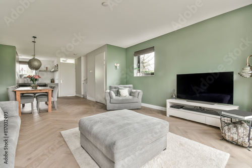 Elegant modern living room in soothing green tones