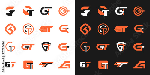 Set of letter GT logo icon vector symbol abstract creative collection