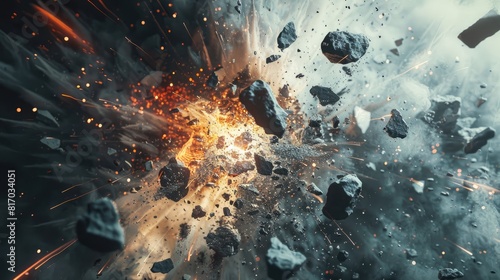 Big bang in space, Rocks big bang explosion in space, Rocks explosion