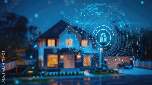 Smart home technology conceptual banner, Home security and Smart home concept