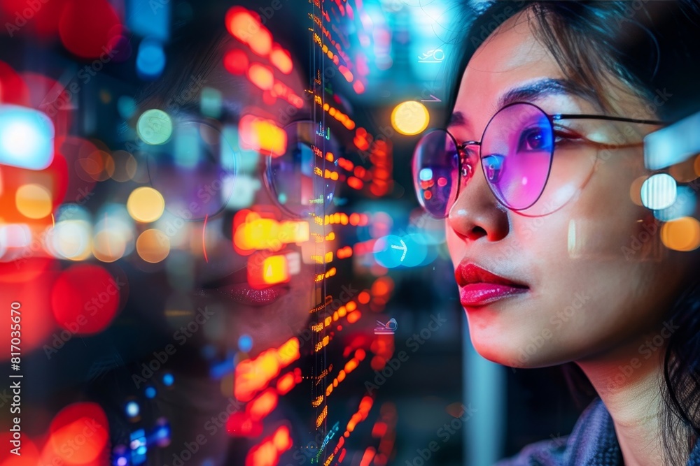 A woman engages with artificial intelligence via her laptop, seeking information. The setting appears modern and focused on technology. AI-generated. A woman engages with artificial intelligence via her laptop, seeking information. The setting appears modern and focused on technology. AI-generated.