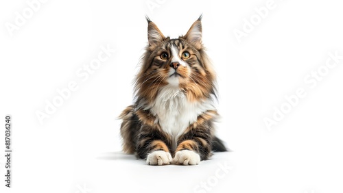 Maine Coon - Norwegian Forest Cat isolated white background