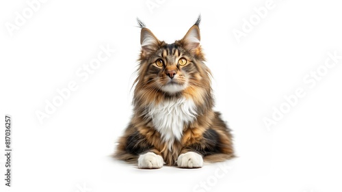 Maine Coon - Norwegian Forest Cat isolated white background