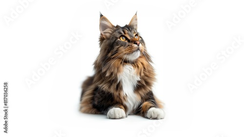 Maine Coon - Norwegian Forest Cat isolated white background