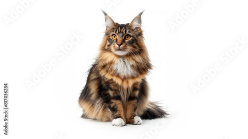 Maine Coon - Norwegian Forest Cat isolated white background