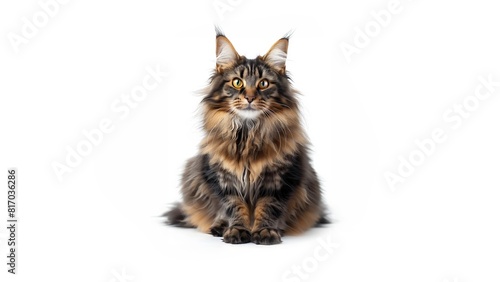 Maine Coon - Norwegian Forest Cat isolated white background