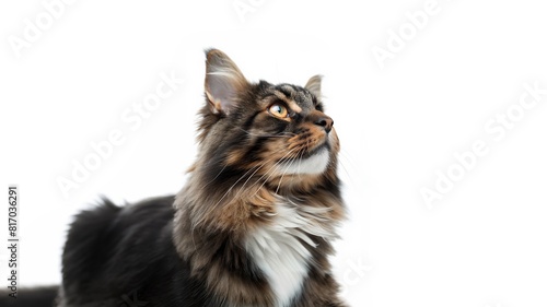 Maine Coon - Norwegian Forest Cat isolated white background