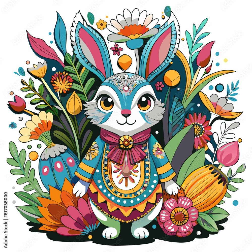 A detailed illustration vector of a cute rabbit sticker - Generative AI
A detailed illustration vector of a cute rabbit sticker - Generative AI