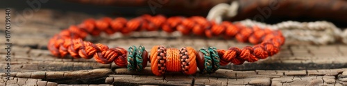 Handmade bracelet made with colorful ropes photo