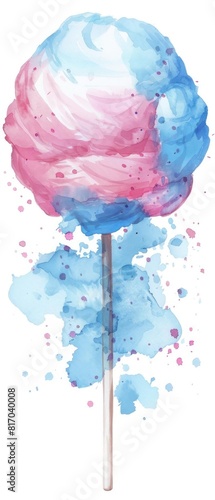 Cotton Candy flat design side view fairground treat theme water color Triadic Color Scheme