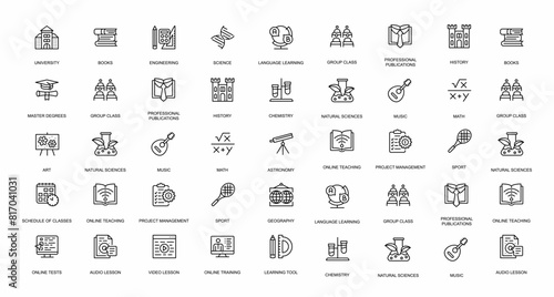Collection of online education icons vector