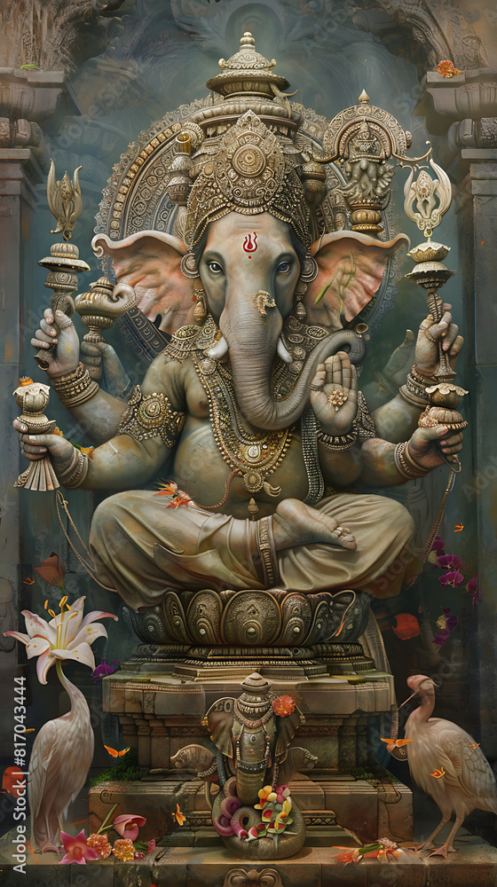 Ganesh wall art, The god of abundance is revered by the people, resulting in wealth and happiness Ganesh wall art, The god of abundance is revered by the people, resulting in wealth and happiness