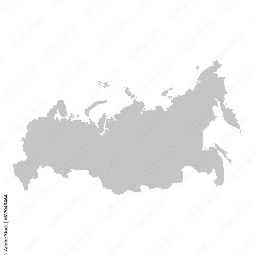 Detailed grey outline of Russia in vector format
