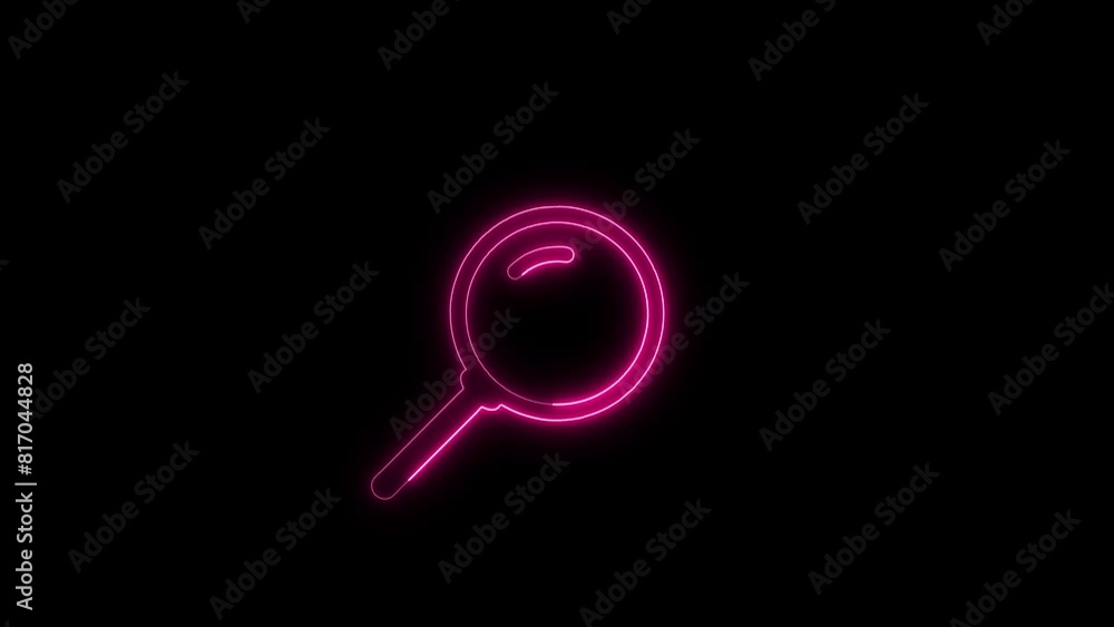 Glowing neon line magnifying glass icon animation. concept of search bar 4k video Glowing neon line magnifying glass icon animation. concept of search bar 4k video