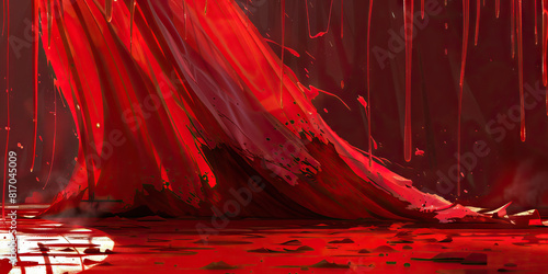 Rose red banner a blood stained symbol of life.