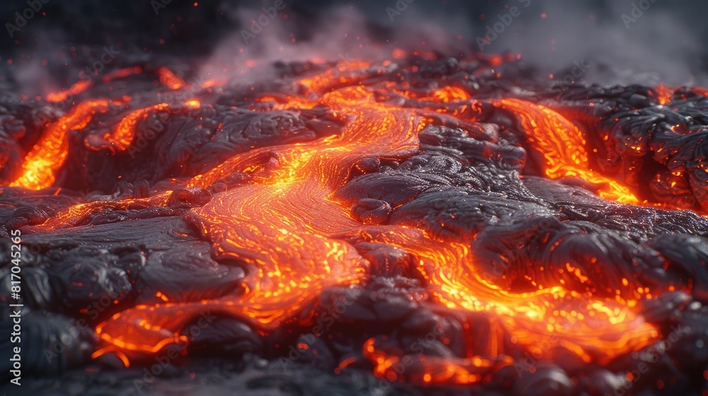 Lava flow. Molten rock from a volcano. Glowing hot. Molten orange. The power of nature. Lava flow. Molten rock from a volcano. Glowing hot. Molten orange. The power of nature.