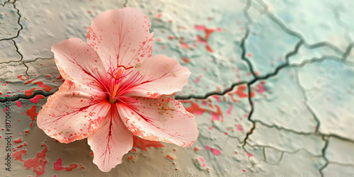 Wallpaper Mural Coral Pink: A flower, its petals delicately painted with the colors of revolution, blossoms amidst the cracks in a wall, growing stronger with each passing day Torontodigital.ca