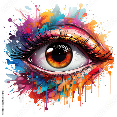 Watercolor Eye Art Illustration, Generative Ai
