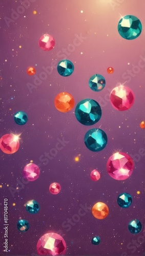 colorful crystal gemstone  garnet crystal illustration  glowing crystals pink background  jewel crystals  falling stones wallpaper