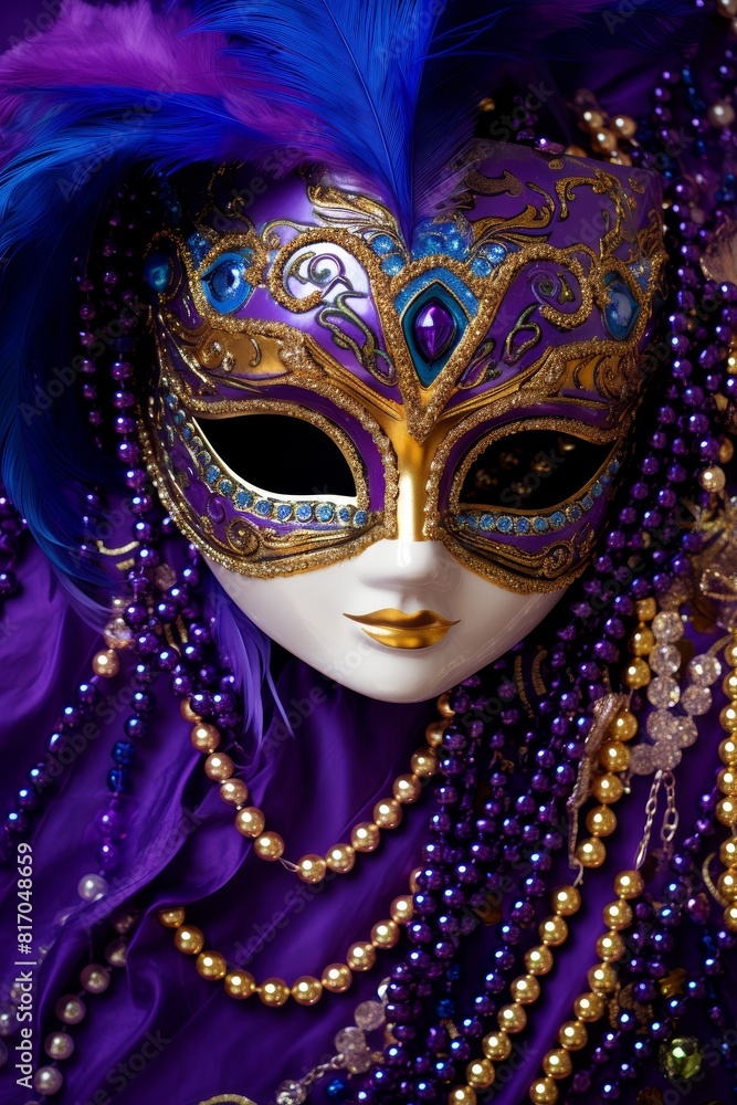 Mardi Gras carnival mask and beads Mardi Gras carnival mask and beads
