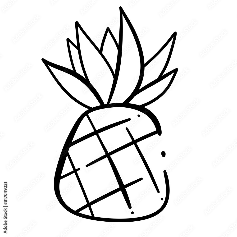 Minimalistic pineapple depicted in single-line art. Perfect for modern designs Minimalistic pineapple depicted in single-line art. Perfect for modern designs