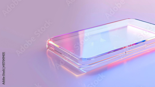 A clear, rectangular object with a purple background © Napat.T