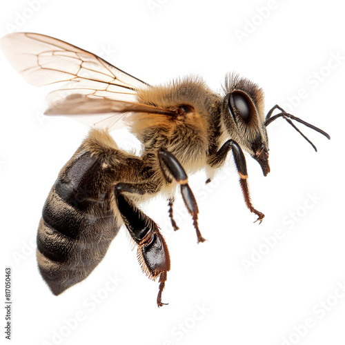 Wallpaper Mural A brown and black bee is flying against a white background. Torontodigital.ca