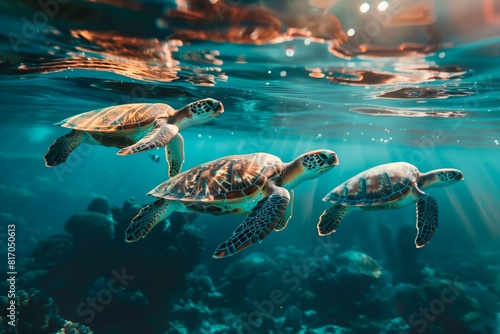 Group of sea turtles