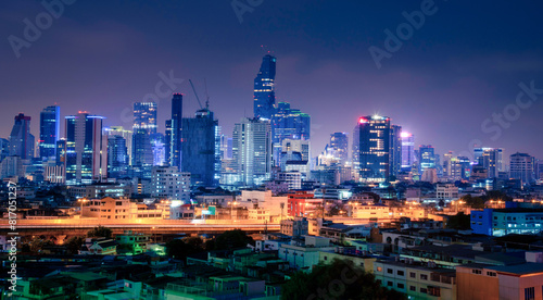 Bangkok city downtown at twilight time in Thailand