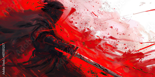 Alizarin Crimson: A warrior readies for battle, their steel clanging against the unforgiving wind. ....... close up