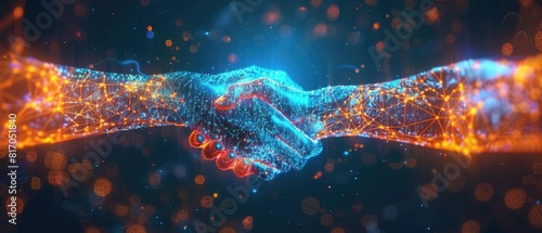 Digital handshake symbolizing global connectivity photo
