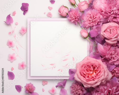 Mother's Day card. International Women's Day. Flowers backdrop. © Aleksandr