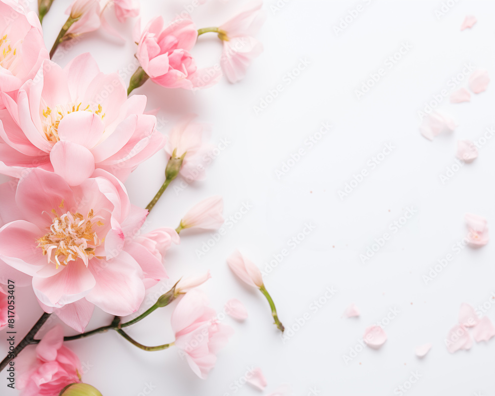 Obraz premium Mother's Day card. International Women's Day. Flowers backdrop.