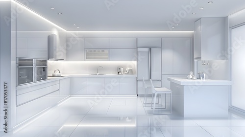 Ultramodern Allwhite Kitchen A Minimalist Haven Exuding Clean Lines and Hightech Aesthetic