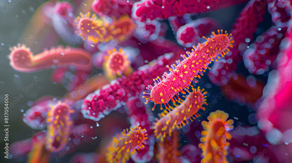 Vibrant Render of Microscopic Danger Viruses and angry Bacteria in High Detail. Vibrant Render of Microscopic Danger Viruses and angry Bacteria in High Detail.
