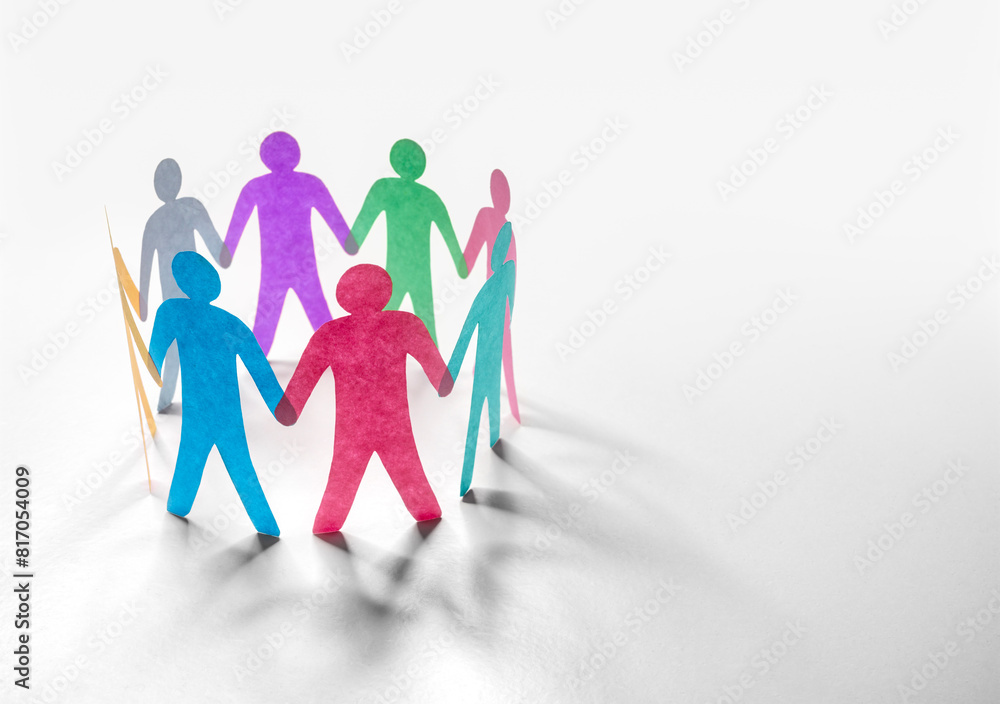 Paper chain friends, teamwork, diversity, family or community Paper chain friends, teamwork, diversity, family or community