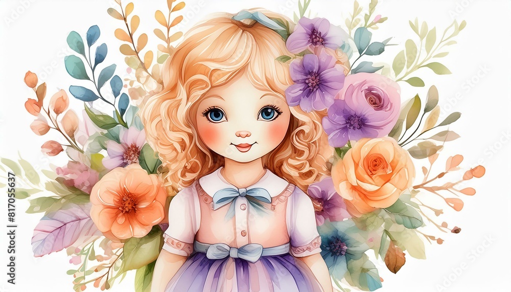 doll in watercolor illustration doll in watercolor illustration