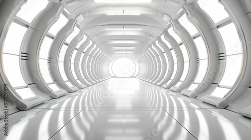 Futuristic 3D Room with Light Abstract Technology Tunnel