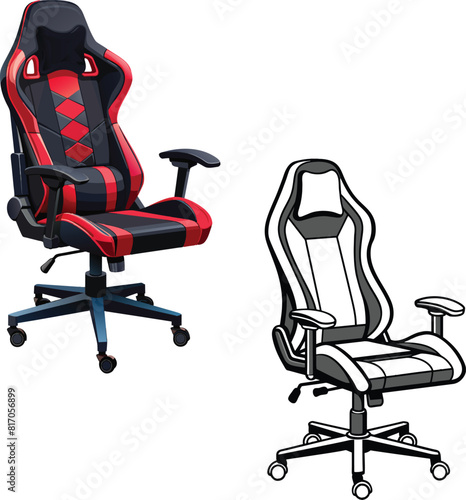 Red and black armchair for gaming-