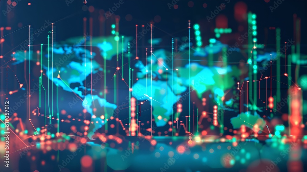 Stock Market Graph Overlaying Digital World Map Stock Market Graph Overlaying Digital World Map