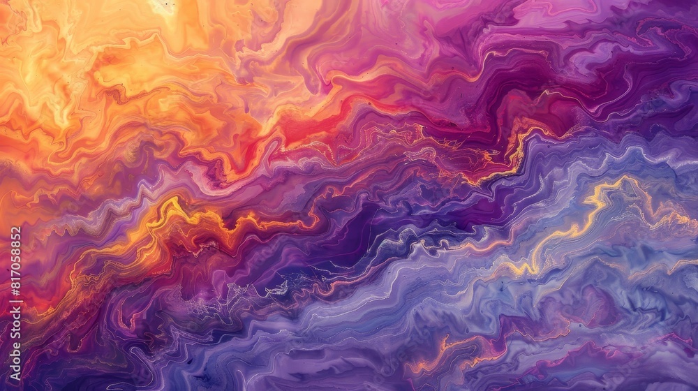 Vibrant abstract pattern resembling a summer sunset over the ocean with hues melting into soft shades background