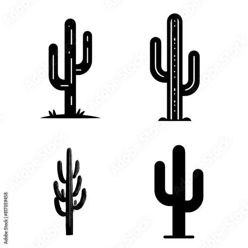 cactus silhouette on white background