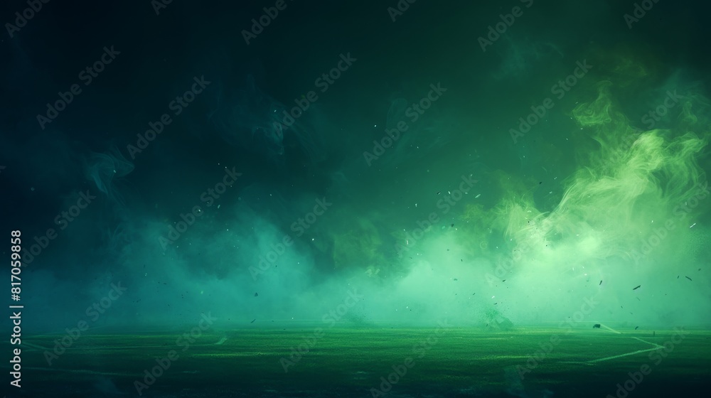 Smoke, green background, dark ground light smell toxic black bad fog stadium smelly fog